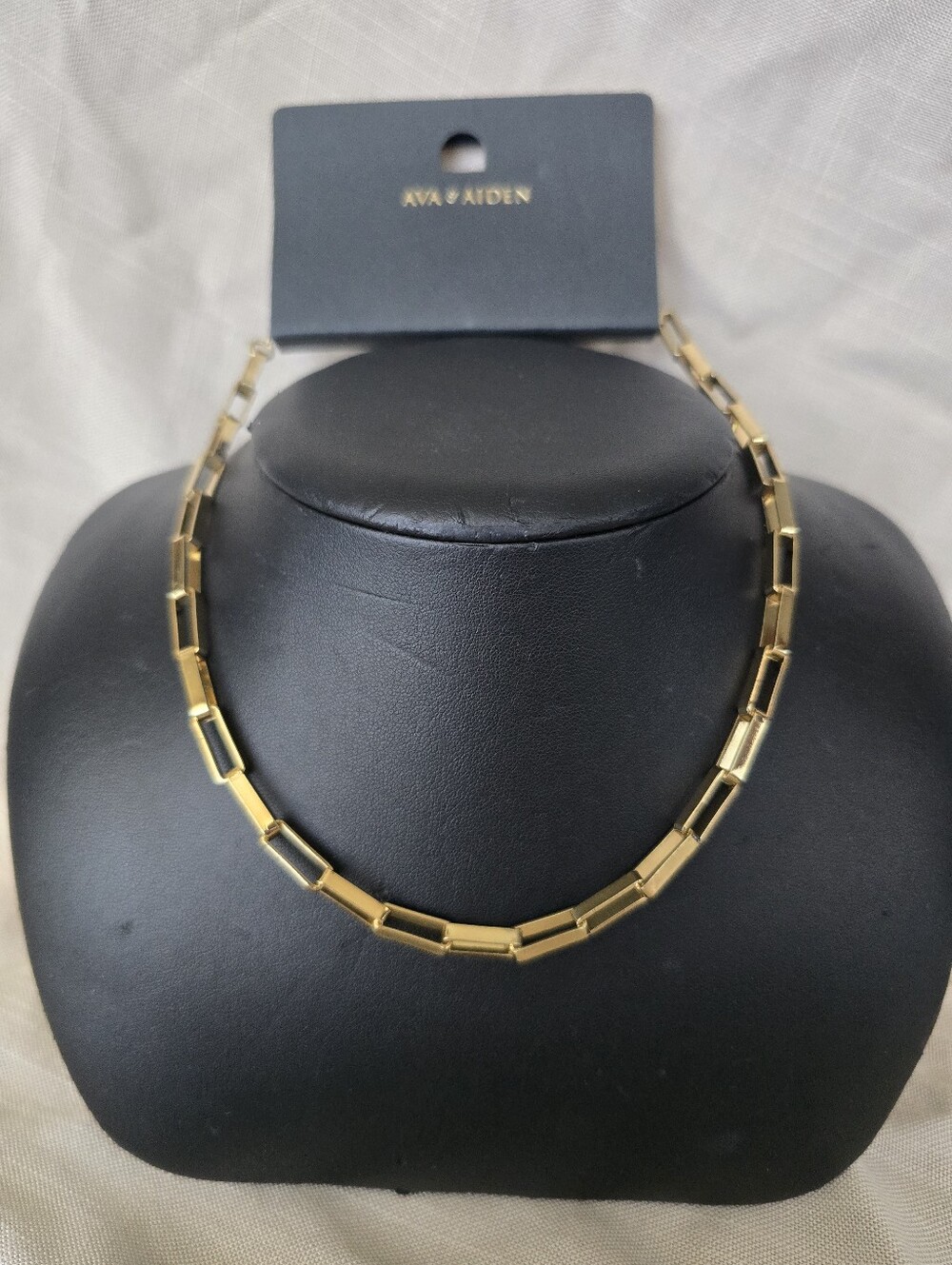 Ava & Aiden Polished Gold Rectangular-Link Necklace